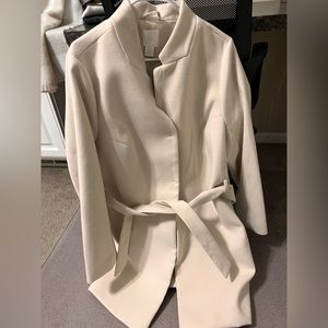 Cream Peacoat with Tie Waist